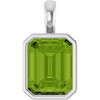 14K White Natural Peridot Pendant
