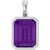 14K White Natural Amethyst Pendant