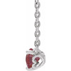 Sterling Silver Natural Rhodolite Garnet Solitaire Round Cut Necklace 18 Inch, 5mm - $207