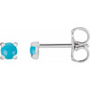 Sterling Silver Cabochon Natural Turquoise 4-Prong Claw Earrings