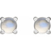 Sterling Silver Cabochon Natural Rainbow Moonstone 4 Prong Claw Earrings |$259