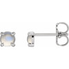 Sterling Silver Cabochon Natural Rainbow Moonstone 4 Prong Claw Earrings |$266