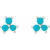 Sterling Silver Turquoise Three-Stone Cabochon Earrings
