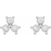 Sterling Silver Rainbow Moonstone Three Stone Cabochon Earrings |$279