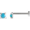 14 Karat White Gold Cabochon Natural Turquoise Press Fit Back Stud Earring |$172