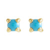 14K Yellow Cabochon Natural Turquoise Press Fit Back Stud Earring