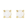 14K Yellow Cabochon Natural White Opal Press Fit Back Stud Earring