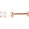 14 Karat Rose Gold Cabochon Natural White Gold Opal Press Fit Back Stud Earring |$171