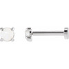 14 Karat White Gold Cabochon Natural White Gold Opal Press Fit Back Stud Earring |$178