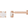 14 Karat Rose Gold Cabochon Natural White Gold Opal Press Fit Back Stud Earring |$189