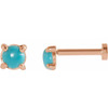 14 Karat Rose Gold Cabochon Natural Turquoise Press Fit Back Stud Earring |$168