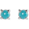 14 Karat White Gold Cabochon Natural Turquoise Press Fit Back Stud Earring |$174