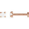 14 Karat Rose Gold Cabochon Natural White Gold Opal Press Fit Back Stud Earring |$172