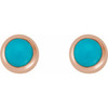 14 Karat Rose Gold Cabochon Natural Turquoise Press Fit Back Stud Earring |$175