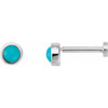 14 Karat White Gold Cabochon Natural Turquoise Press Fit Back Stud Earring |$201