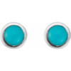 14 Karat White Gold Cabochon Natural Turquoise Press Fit Back Stud Earring |$201
