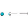 14 Karat White Gold Cabochon Natural Turquoise Press Fit Back Stud Earring |$201