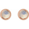14 Karat Rose Gold Cabochon Natural Rainbow Moonstone Press Fit Back Stud Earring |$172