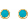 14K Yellow Cabochon Natural Turquoise Press Fit Back Stud Earring
