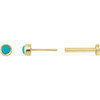 14K Yellow Cabochon Natural Turquoise Press Fit Back Stud Earring