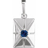 14 Karat White Gold Lab Grown Blue Sapphire Gemstone Pendant | $404