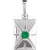 14K White Lab-Grown Emerald Pendant