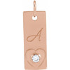 14K Rose .03 CT Natural Diamond Engravable Heart Pendant