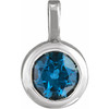 14K White Natural London Blue Topaz Pendant