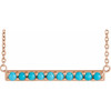 14K Rose Cabochon Natural Turquoise Bar 16" Necklace