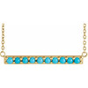 14 Karat Yellow Gold Cabochon Natural Turquoise Bar Necklace 18 Inch - $1,010
