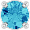 14K White 4 mm Natural Blue Zircon Pendant