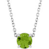 Sterling Silver Natural Peridot Necklace 5mm, 16-18 Inch - $202