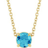 14 Karat Yellow Gold Natural Blue Zircon Necklace 5mm, 16-18 Inch - $641