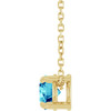 14 Karat Yellow Gold Natural Blue Zircon Necklace 5mm, 16-18 Inch - $641