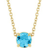 14 Karat Yellow Gold Natural Aquamarine Necklace 5mm, 16-18 Inch - $748