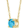 14 Karat Yellow Gold Natural Aquamarine Necklace 5mm, 16-18 Inch - $748