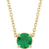14K Yellow 5 mm Lab-Grown Emerald 16-18" Necklace
