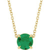 14K Yellow 6 mm Lab-Grown Emerald 16-18" Necklace