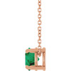 14K Rose 6 mm Lab-Grown Emerald 16-18" Necklace