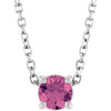 Platinum 4 mm Natural Pink Tourmaline 16-18" Necklace