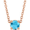 14K Rose 4 mm Natural Aquamarine 16-18" Necklace