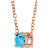 14 Karat Rose Gold Natural Aquamarine Necklace 4mm, 16-18 Inch - $640