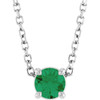 Sterling Silver 4 mm Lab-Grown Emerald 16-18" Necklace