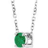 Sterling Silver 4 mm Lab-Grown Emerald 16-18" Necklace