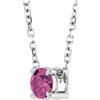 14K White 4 mm Natural Pink Tourmaline 16-18" Necklace