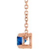 14 Karat Rose Gold Lab Grown Blue Sapphire Necklace 4mm, 16-18 Inch - $822