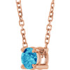 14 Karat Rose Gold Natural Blue Zircon Necklace 4mm, 16-18 Inch - $590