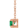 14K Rose 4 mm Natural Emerald 16-18" Necklace
