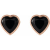 14K Rose Natural Black Onyx Stud Earrings
