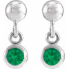 Sterling Silver Lab Grown Emerald Bezel Set Earrings |$322